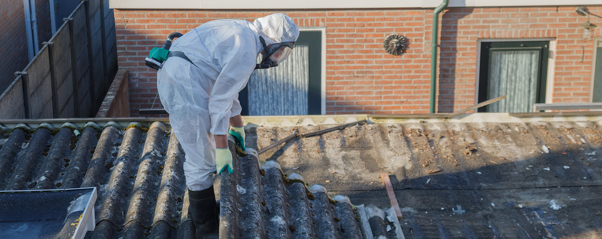 Professional asbestos removal. team